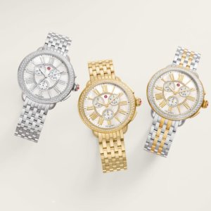 Three Michele watches with round dials and crystals