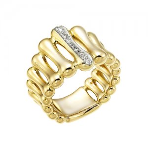Chimento gold ring with diamond strip