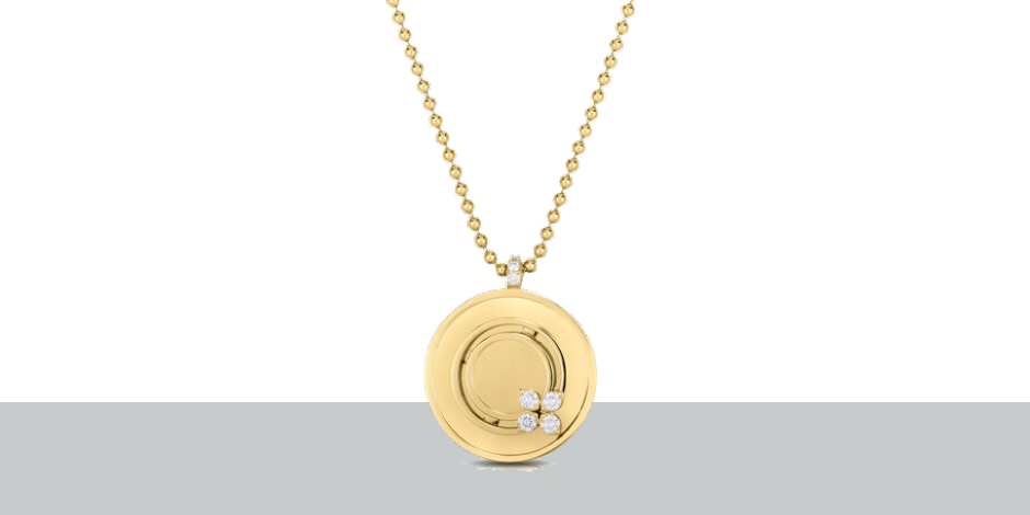 Kirk Freeport 50th Anniversary Sweepstakes circular gold necklace