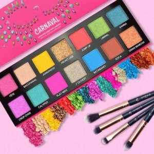 vibrant eyeshadow pallete with fourteen bright shades